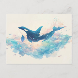Carte Postale Orque Éclaboussure Aquarelle Éthérée