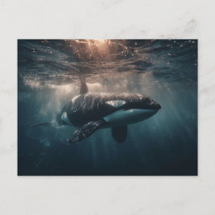 Carte Postale Orque nageant dans les eaux profondes