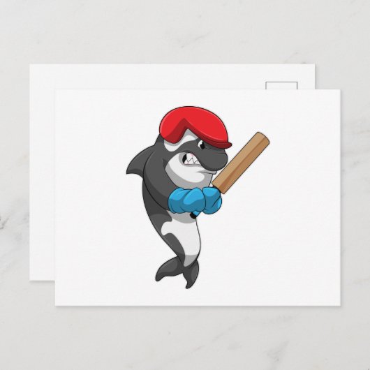 Carte Postale Orque tueuse à Cricket avec batte de cricket (Devant / Derrière)