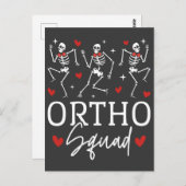 Carte Postale Ortho Squad Squelette Dansant Saint-Valentin (Devant / Derrière)