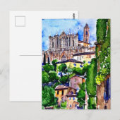 Carte Postale Orvieto, Italie, Peinture aquarelle (Devant / Derrière)