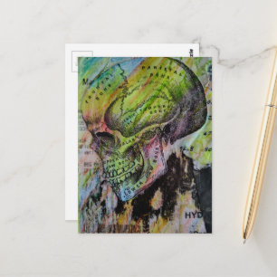 Carte Postale Os crâniens colorés uniques en média mixtes