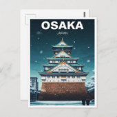 Carte Postale Osaka Castle Japan Voyage de nuit (Devant / Derrière)