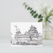 Carte Postale Osaka Castle Japon noir blanc illustration (Debout devant)