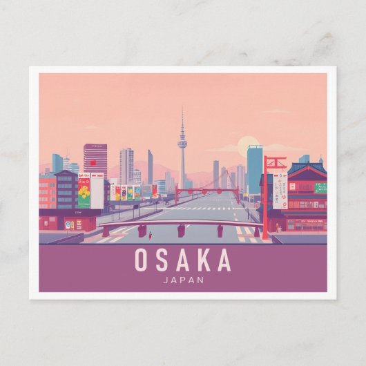 Carte Postale Osaka Japan Pastel Voyage Design (Devant)