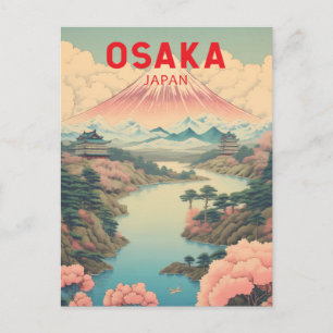 Carte Postale Osaka Japon Mont Fuji Voyage Art Rétro