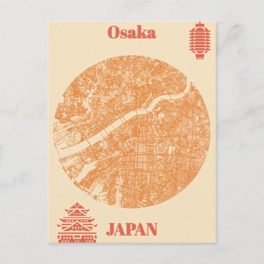 Carte Postale Osaka map Japan (Devant)
