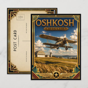 Carte Postale Oshkosh Wisconsin Art Déco vintage Âge d'or