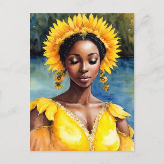 Carte Postale Oshun Afrique Orisha Aquarelle Art (Devant)