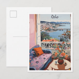 Carte Postale Oslo Norvège Art de Voyage Vintage