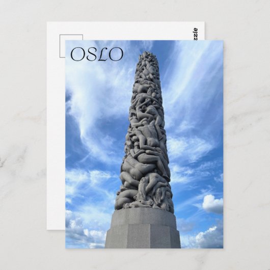 Carte Postale Oslo Norvège Capitale Ville Parc Vigeland Monolith (Devant / Derrière)
