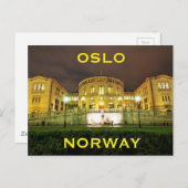Carte Postale Oslo, Norvège la nuit (Devant / Derrière)