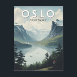 Carte Postale Oslo Norvège Travel Art Vintage<br><div class="desc">Design de voyage vectoriel rétro Oslo. Oslo,  la capitale de la Norvège,  est située sur la côte sud du pays à la tête de l'Oslofjord.</div>