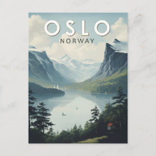 Carte Postale Oslo Norvège Travel Art Vintage