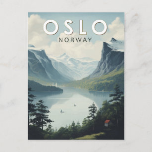 Carte Postale Oslo Norvège Travel Art Vintage