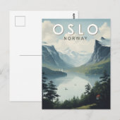Carte Postale Oslo Norvège Voyage Art Vintage (Devant / Derrière)