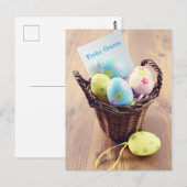Carte Postale Ostéréier in einem Korb mit Notizzettel (Devant / Derrière)