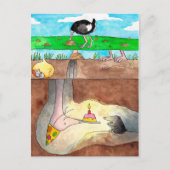 Carte postale Ostrich Happy Birthday par Nicole Ja (Devant)