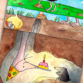 Carte postale Ostrich Happy Birthday par Nicole Ja