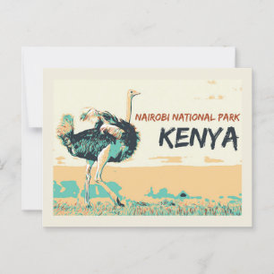 Carte Postale Ostrich in Nairobi National Park, Kenya