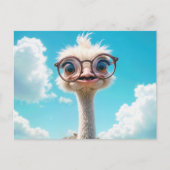 Carte Postale Ostrich porte des lunettes (Devant)