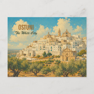 Carte Postale Ostuni Vintage Ville Blanche - Voyages en Pouille