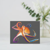 Carte Postale Otopus vie marine aquarelle art (Debout devant)