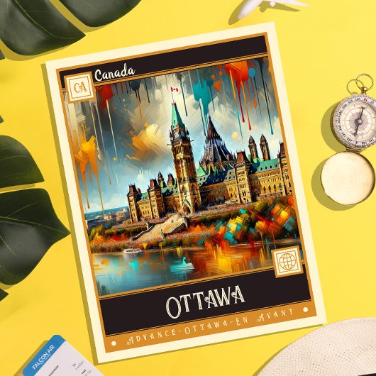 Carte Postale Ottawa, Canada | Peinture Vintage