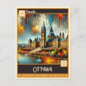 Carte Postale Ottawa, Canada | Peinture Vintage (Devant)