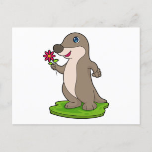 Carte Postale Otter à fleurs