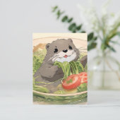 Carte Postale Otter Adorable Avec Salade D'Algues (Debout devant)