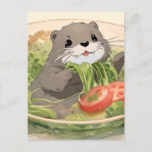 Carte Postale Otter Adorable Avec Salade D'Algues (Devant)