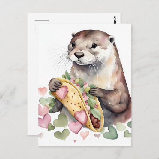 Carte Postale Otter adorable avec Taco (Devant / Derrière)