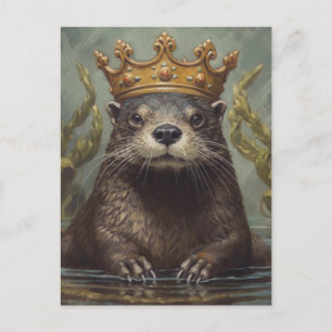 Carte Postale Otter adorable dans une couronne