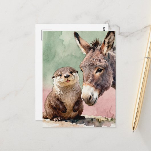 Carte Postale Otter and Donkey (Devant/Arrière en situation)