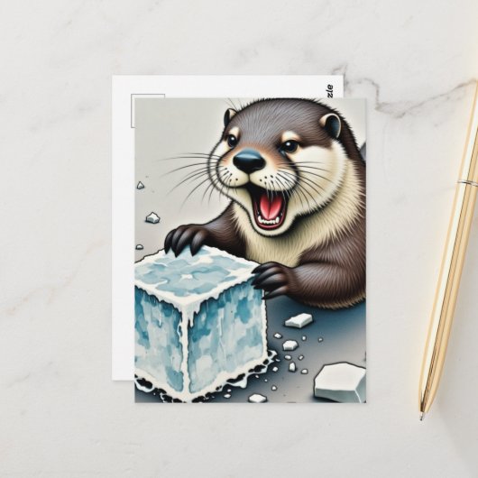 Carte Postale Otter and Ice (Devant/Arrière en situation)