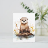 Carte Postale Otter aquarelle adorable (Debout devant)