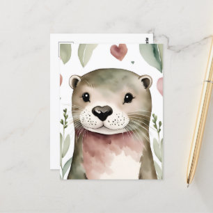 Carte Postale Otter aquarelle adorable