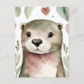 Carte Postale Otter aquarelle adorable (Devant)
