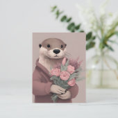 Carte Postale Otter Avec Fleurs (Debout devant)