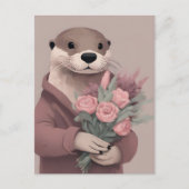 Carte Postale Otter Avec Fleurs (Devant)