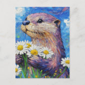 Carte Postale Otter avec marguerites (Devant)