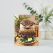 Carte Postale Otter Avec Salade D'Algues (Debout devant)