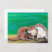 Carte Postale Otter Best Friends Peinture (Devant / Derrière)