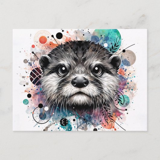 Carte Postale Otter Colorful Watercolor Art (Devant)