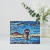 Carte Postale Otter dans la peinture des vagues (Debout devant)