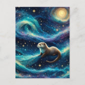 Carte Postale Otter dans un océan étoilé (Devant)