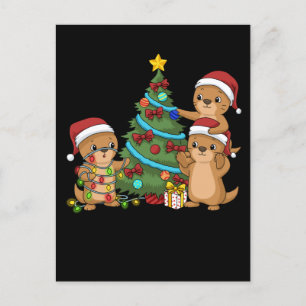Carte Postale Otter de Noël Enfants Cadeau de Noël Otter de mer