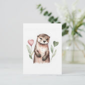 Carte Postale Otter et les fleurs du coeur (Debout devant)