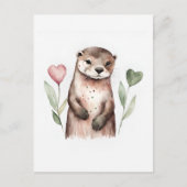 Carte Postale Otter et les fleurs du coeur (Devant)